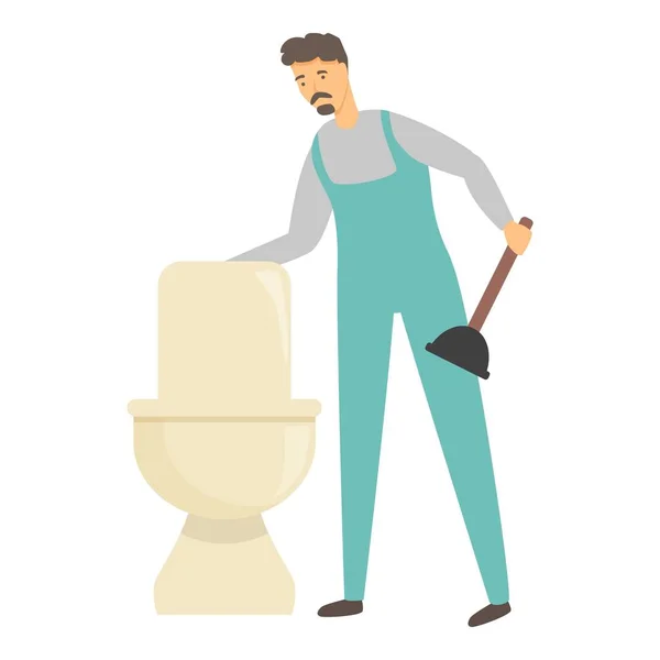 Reinigung Toilette Symbol Cartoon Vektor Der Mensch Arbeitet Haus Privatperson — Stockvektor
