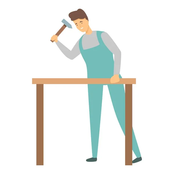 Man Repair Table Icon Cartoon Vector Work House Service Master — Stock Vector