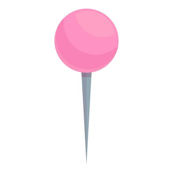 Pink Push Pin Ikon Kartun Vektor Catatan Kertas Papan Warna - Stok Vektor