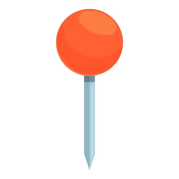 Red Pushpin Ícone Cartoon Vector Botão Papel Braçadeira Plástico — Vetor de Stock