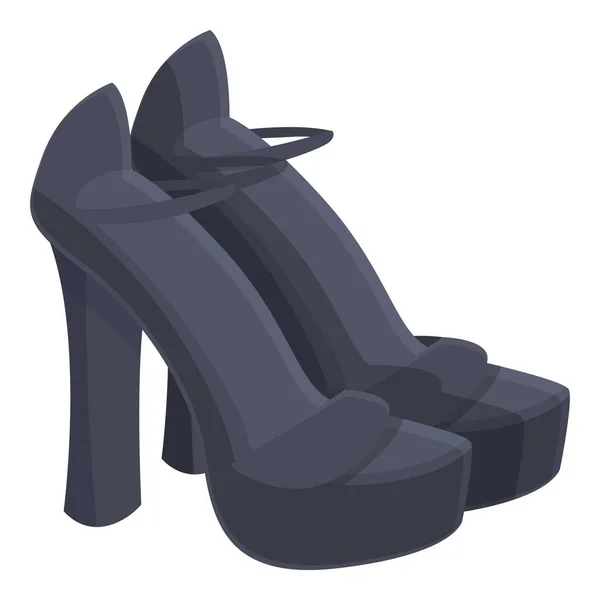 黒いハイヒールの靴のアイコン漫画のベクトル 女のファッション 古典的なイメージ — ストックベクタ