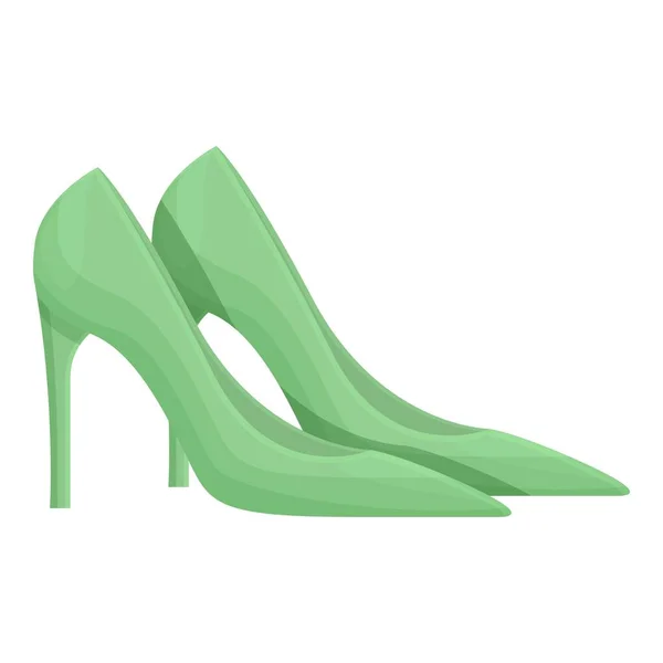 Scarpe Tacchi Alti Verdi Icona Vettore Cartone Animato Donna Moda — Vettoriale Stock