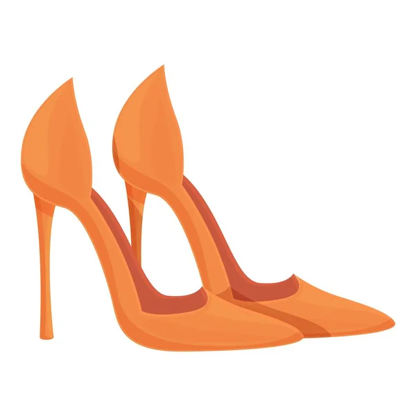 Naranja Zapatos Tacón Alto Icono Vector Dibujos Animados Moda Mujer — Vector de stock