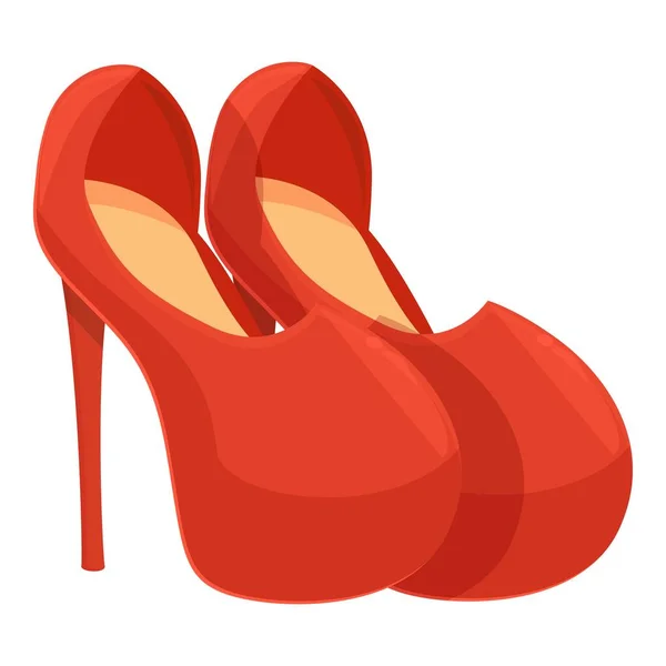 赤いハイヒールの靴アイコン漫画のベクトル ファッション女性 女の子のショッピング — ストックベクタ