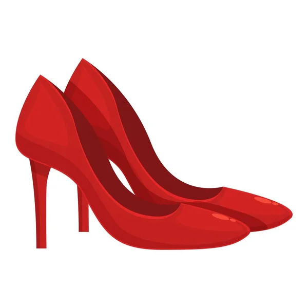 Red Clássico Sapatos Salto Alto Ícone Vetor Cartoon Moda Feminina — Vetor de Stock