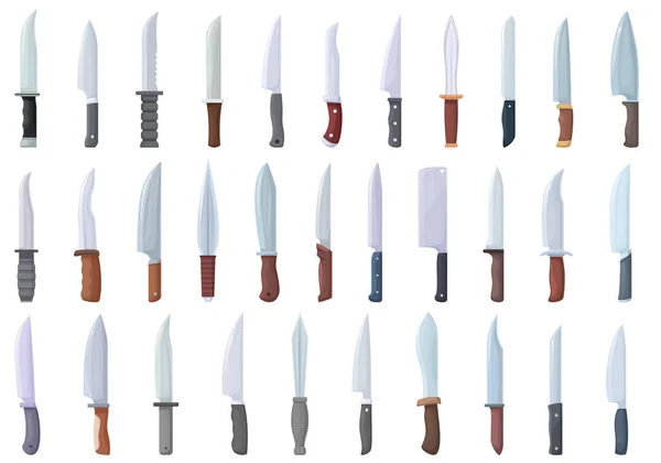 Messer Symbole Setzen Cartoon Vektor Besteckwerkzeug Vorhanden Krimikoch — Stockvektor