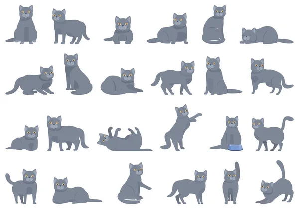 Britisch Kurzhaarkatze Symbole Setzen Cartoon Vektor Lustiges Tier Niedliche Katze — Stockvektor