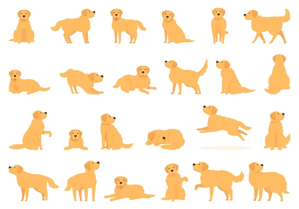 Labrador Retriever Pictogrammen Ingesteld Cartoon Vector Puppy Hond Schattig Dier — Stockvector