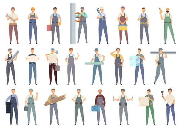 Los Iconos Más Ajustados Establecen Vector Dibujos Animados Gente Servicio — Vector de stock