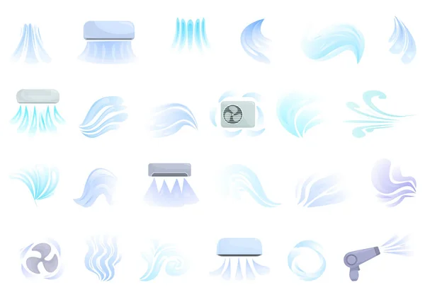 Cold Air Flow Icons Set Cartoon Vector Wind Air Effect Stock Vector