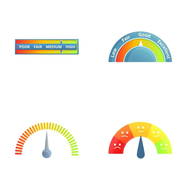 Ícones Velocímetro Definir Vetor Cartoon Vários Dispositivos Medição Indicador Conceito Gráficos Vetores