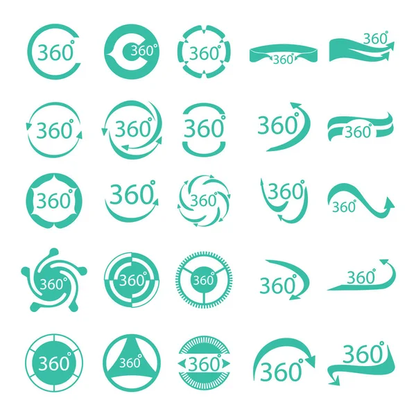 Iconos 360 Grados Establecen Vector Dibujos Animados Flecha Vídeo Virtual Ilustraciones De Stock Sin Royalties Gratis