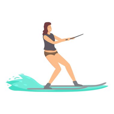 Hızlı su sörfçüsü plaj ikonu karikatür taşıyıcısı. Aktif yüzme takibi. Kıyı binicisi