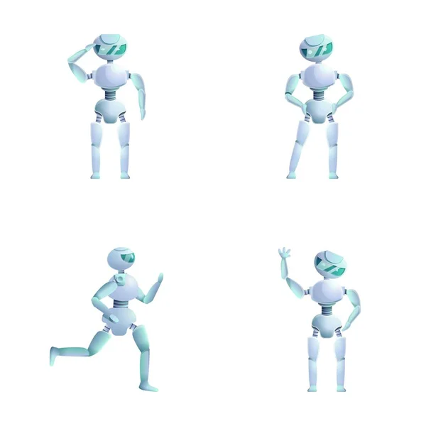 Robot Woman Icons Set Cartoon Vector Modern Electronic Robot Artificial Vector Graphics