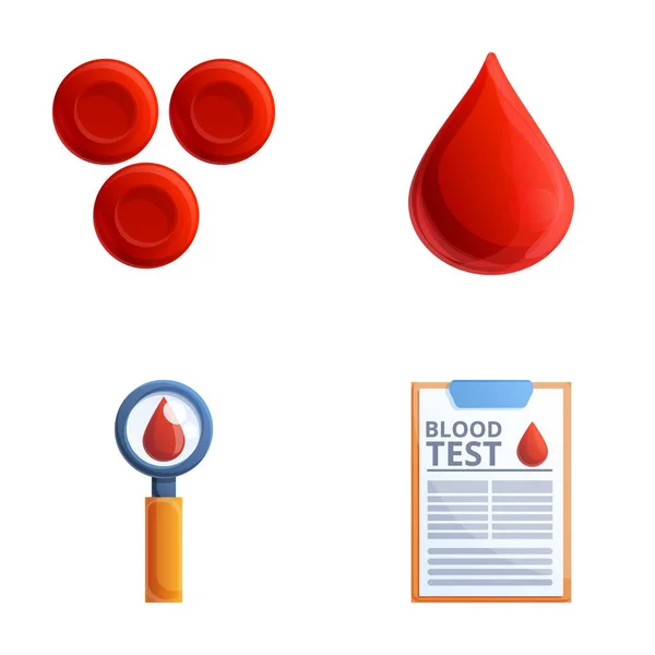 Blood Analysis Icons Set Cartoon Vector Donating Blood Testing Hematology — Stock Vector