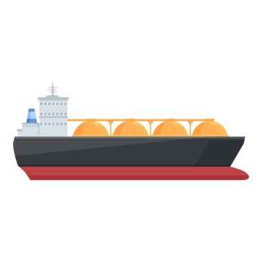 Kargo deniz taşıma ikonu çizgi film vektörü. Gemi taşıyıcısı. Benzin.