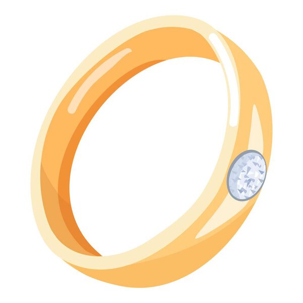 Classic diamond ring icon cartoon vector. Lady gold. Matrimony jewel