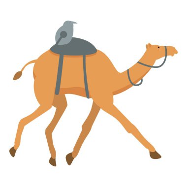 Spor koşan deve ikonu çizgi film vektörü. Arap tatlıları çalışıyor. Geleneksel hız çiftliği