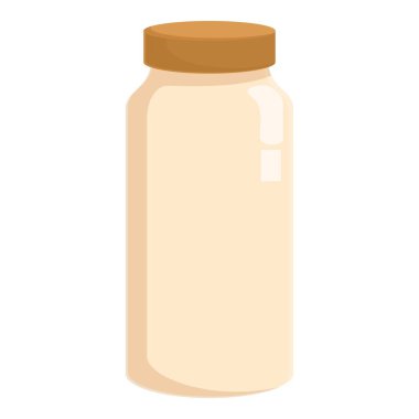 Vector illustration of a glass jar with a wooden lid and a blank label on a white background clipart