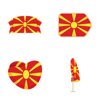North macedonia icons set cartoon vector. North macedonia national flag. State symbol clipart