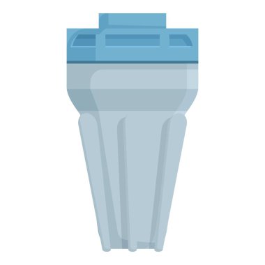 Atık imha için mavi bir çöp kutusunun düz tasarım simgesi