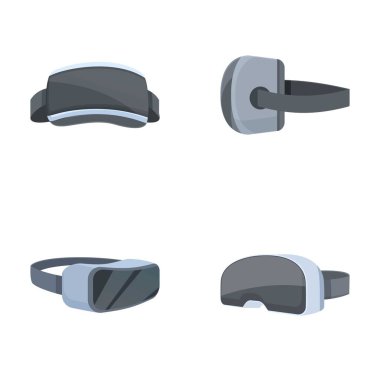 Collection of stylized vr glasses for immersive experience, various angles on a clean background clipart