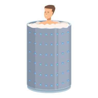 Male athlete is taking a cryotherapy session after a hard workout, enjoying the benefits of cold therapy clipart