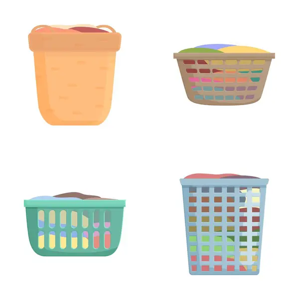 Stock vector Four vibrant vector illustrations of laundry baskets, perfect for household designs