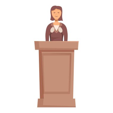 Politician is standing at a podium and speaking into two microphones clipart