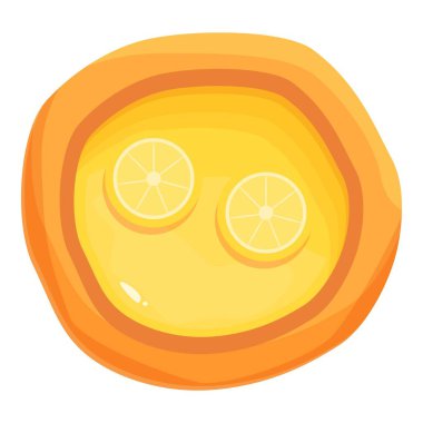 Portakal suyu dolu portakal kasesi ve ferahlatıcı bir yaz içeceği için iki dilim limonla süslenmiş.