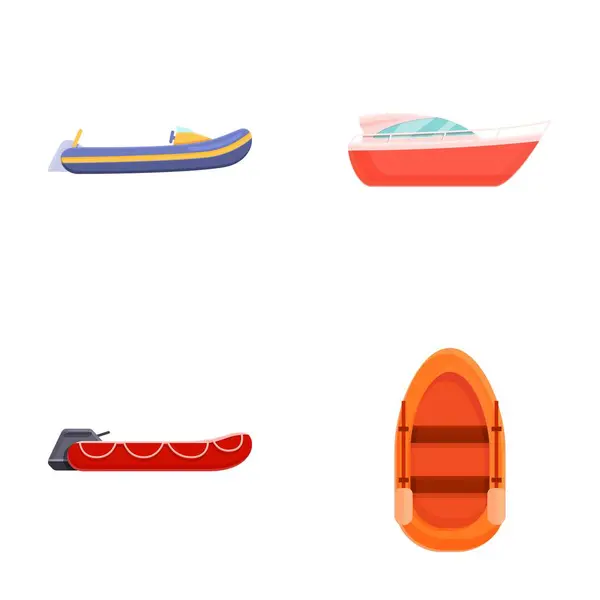 stock vector Various boat icons set cartoon vector. Colorful cartoon boat. Water transport