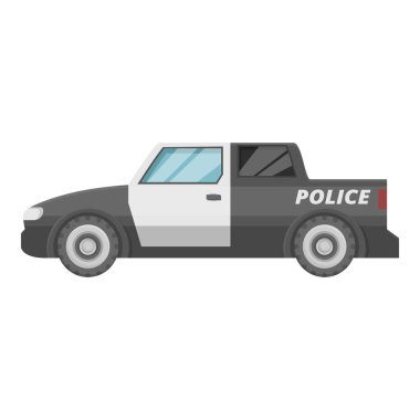 Profilde park etmiş siyah beyaz polis kamyonu.
