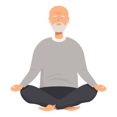 Yaşlı adam meditasyondan hoşlanıyor, zihinsel ve fiziksel sağlık için yoga yapıyor.