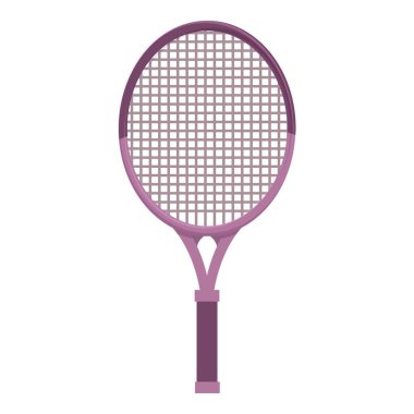 Mor bir tenis raketinin beyaz arka planda ayakta duran basit bir çizimi.