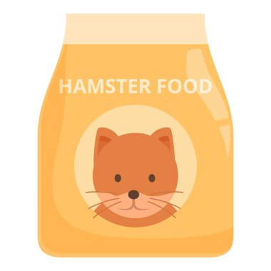 Sevimli bir hamster suratlı, sarı hamster besin torbası. Evcil hayvan pazarlama ve reklamcılık için ideal.