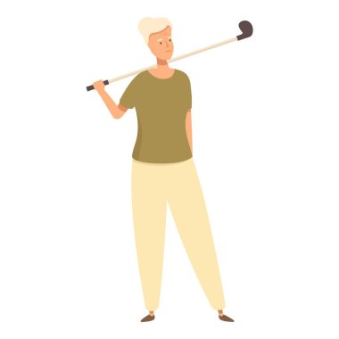 Elinde golf sopası olan yaşlı bir kadın, aktif emeklilik hayatının tadını çıkarıyor.