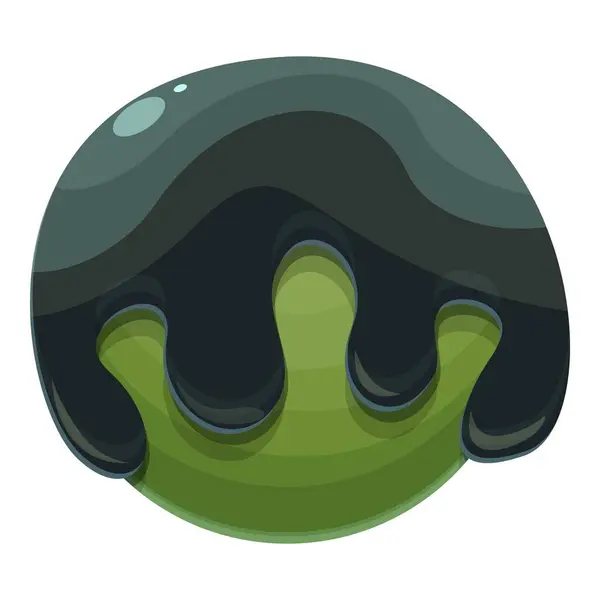 stock vector Cartoon illustration of black goo dripping over a green sphere