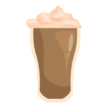 Refreshing tall glass of iced coffee topped with a swirl of whipped cream, perfect for a cool and caffeinated treat clipart