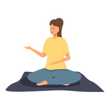 Yoga yapan genç bir kadın, lotus poz verip meditasyon yapıyor.