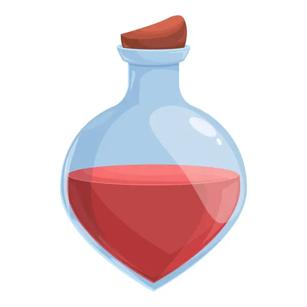 stock vector Glass flask is filled with a mysterious red potion, perfect for illustrating magic, fantasy or alchemy concepts