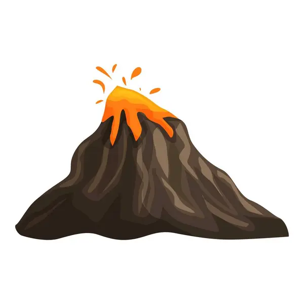 stock vector Cartoon volcano erupting with red hot magma flowing down the side