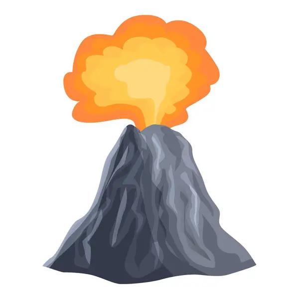 Stock vector Large grey volcano erupting with molten lava rock, spewing hot ash and smoke