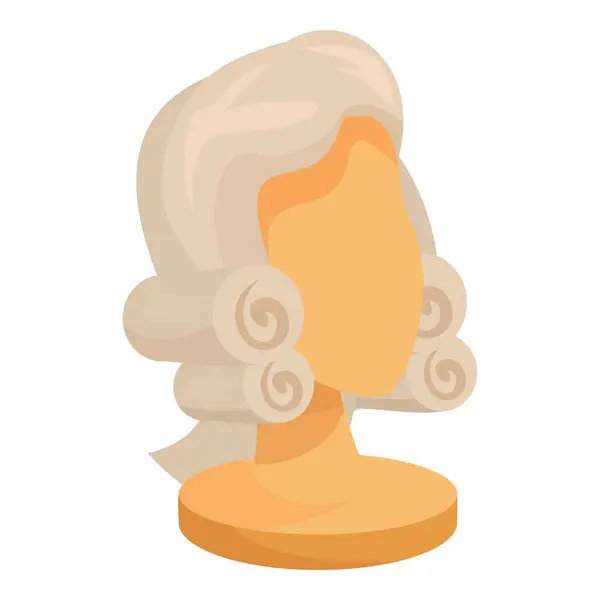 stock vector Judge wig is standing on a wooden bust, bringing a concept of justice, law, and court