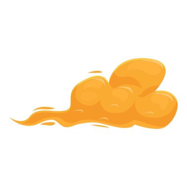 Portakal dumanından oluşan çizgi film bulutu havada süzülüyor ve ardında buhar bırakıyor.