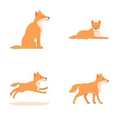 Australian dog icons set cartoon vector. Cute wild dog dingo. Breed canine clipart