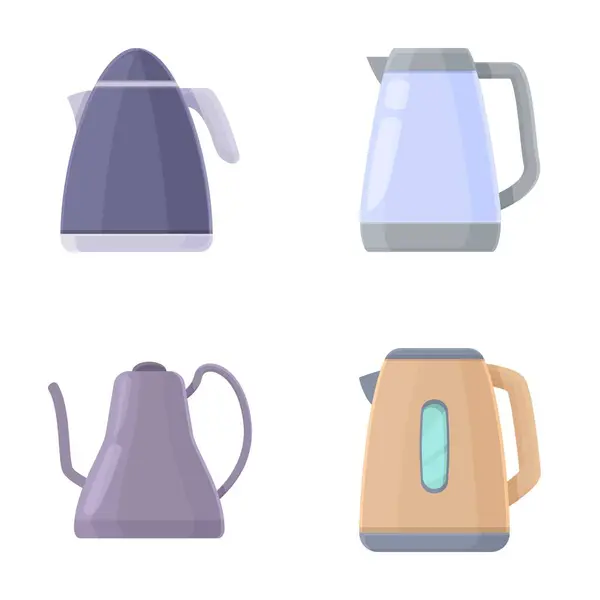 stock vector Collection of four stylish and contemporary electric kettle illustrations on a white background