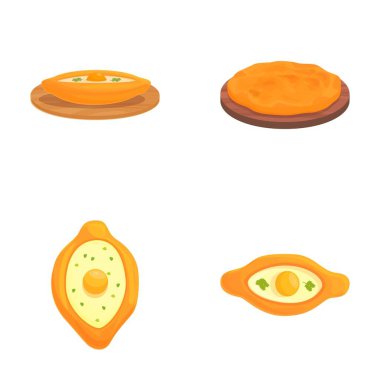 Illustration featuring an assortment of iconic georgian breads, including khachapuri clipart