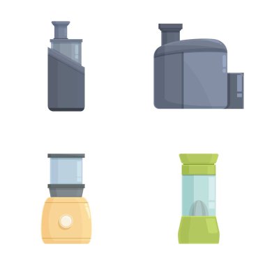 Vector illustrations showcasing four different styles of modern kitchen blenders clipart