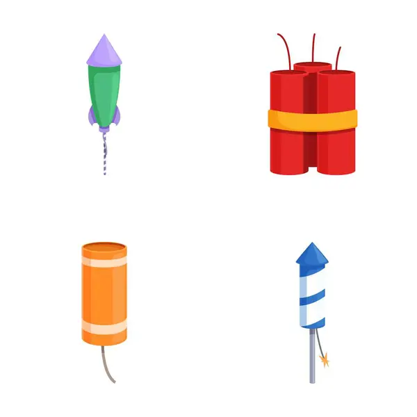 stock vector Set of four cartoonstyle firework icons isolated on a white background