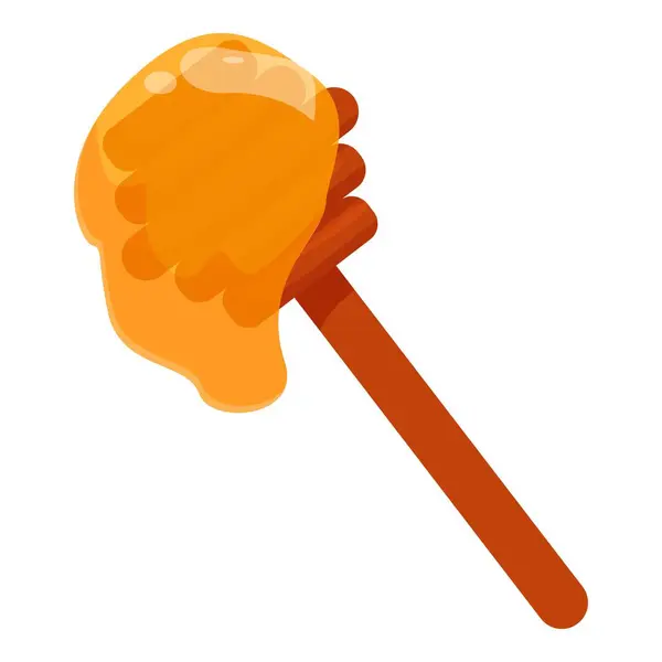 stock vector Wooden honey dipper is dripping with golden honey, showing the deliciousness and stickiness of the natural sweetener